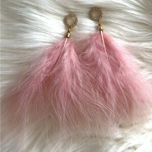 Valentine Pink Crystal Feather Earrings